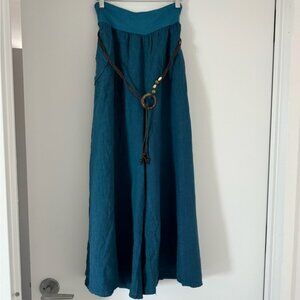 Pure Linen Blue Wide Leg Pants NWT